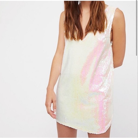 Intimately Free People Iridescent Pink White Sequin Dress - Picture 2 of 11